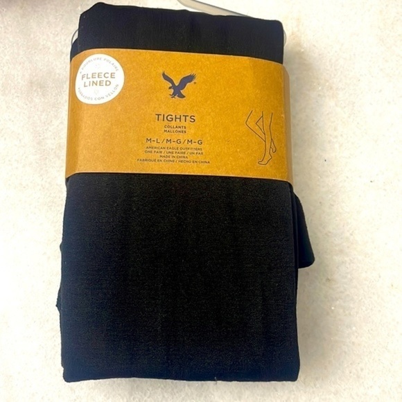 American Eagle Outfitters tight woman’s black fleece lined NWT leggings Sz M/L - Picture 1 of 5